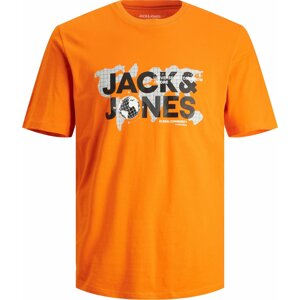 Tričko 'DUST' jack & jones oranžová / černá / bílá