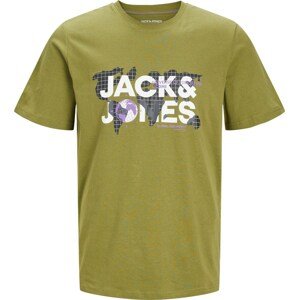 Tričko 'DUST' jack & jones olivová / černá / bílá