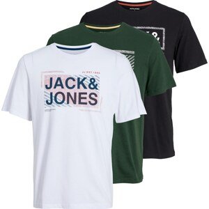 Tričko 'Kain' jack & jones tmavě zelená / mix barev / černá / bílá