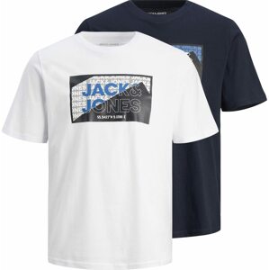 Tričko 'LOGAN' jack & jones noční modrá / bílá
