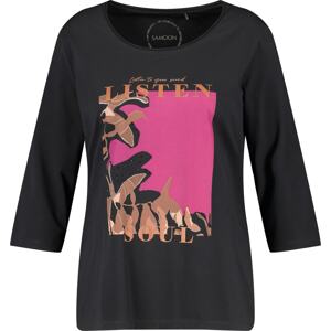 Tričko SAMOON béžová / světle hnědá / pink / černá