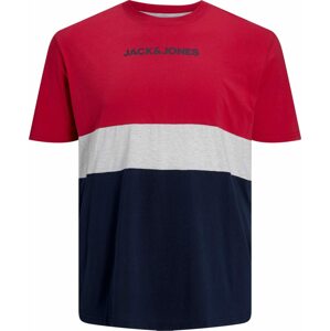 Tričko 'REID' Jack & Jones Plus námořnická modř / červená / bílý melír