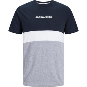 Tričko 'Reid' Jack & Jones Plus námořnická modř / šedý melír / bílá