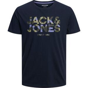 Tričko 'James' jack & jones námořnická modř / khaki / světle fialová