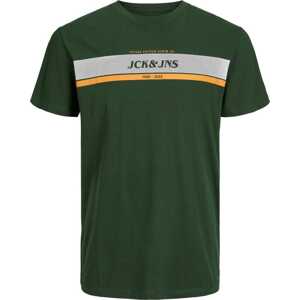 Tričko 'ALEX' jack & jones tmavě zelená / oranžová / bílá