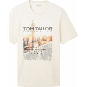 Tričko Tom Tailor béžová / hnědá / šedá / oranžová
