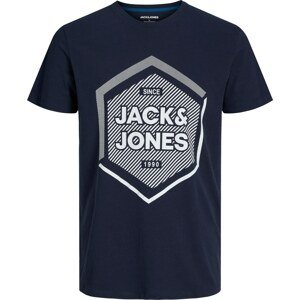 Tričko 'STEIN' jack & jones noční modrá / bílá