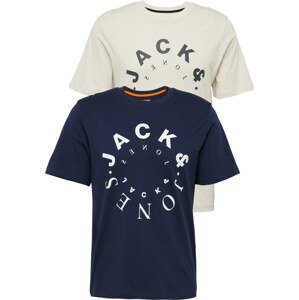 Tričko 'WARRIOR' jack & jones béžová / námořnická modř / bílá