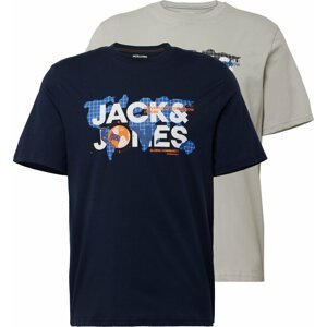 Tričko 'DUST' jack & jones námořnická modř / šedá / oranžová / bílá