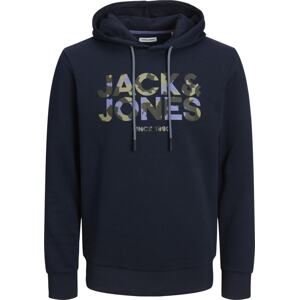 Mikina 'JAMES' Jack & Jones Plus námořnická modř / khaki / jedle / šeříková