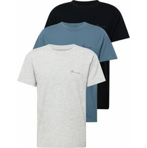 Tričko Abercrombie & Fitch kouřově modrá / šedý melír / černá