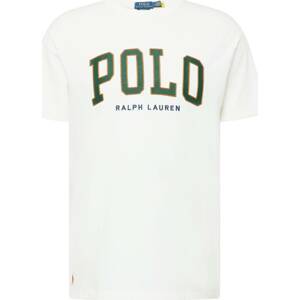 Tričko Polo Ralph Lauren hnědá / tmavě zelená / bílá