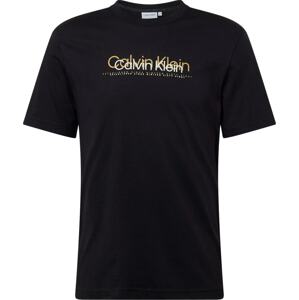 Tričko Calvin Klein světle hnědá / černá / bílá