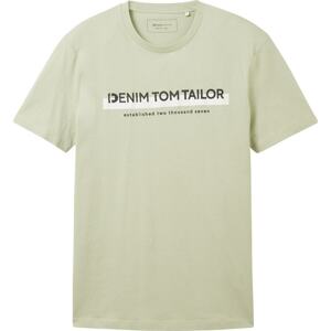Tričko Tom Tailor Denim světle zelená / černá / bílá