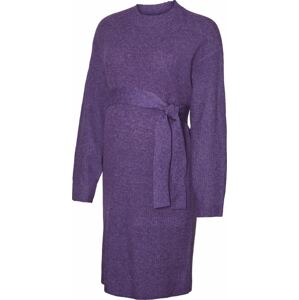 Úpletové šaty 'Svala' Mamalicious tmavě fialová