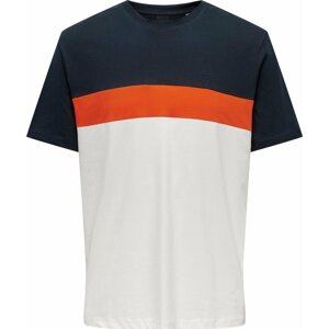 Tričko 'ODIS' Only & Sons námořnická modř / oranžová / bílá