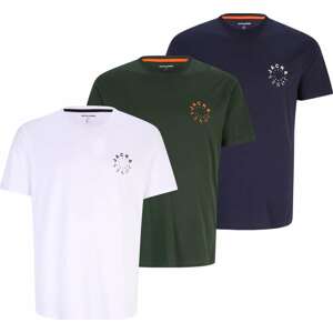 Tričko 'WARRIOR' Jack & Jones Plus námořnická modř / tmavě zelená / oranžová / bílá