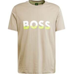 Tričko BOSS Green písková / světle zelená / bílá
