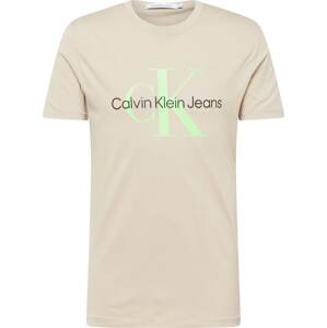 Tričko Calvin Klein Jeans béžová / kiwi / černá