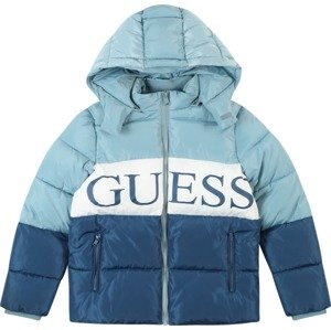 Zimní bunda Guess kouřově modrá / tmavě modrá / bílá