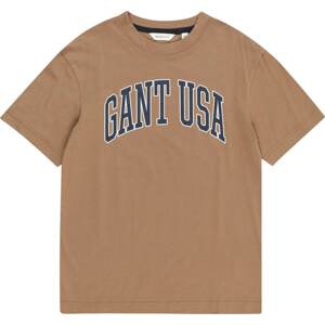 Tričko Gant marine modrá / světle hnědá / bílá