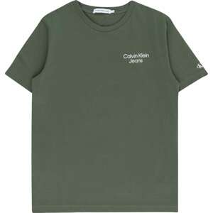 Tričko Calvin Klein Jeans zelená / bílá
