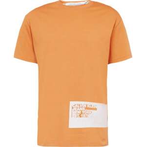 Tričko 'STENCIL' Calvin Klein Jeans oranžová / bílá