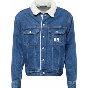 Přechodná bunda '90'S SHERPA' Calvin Klein Jeans krémová / modrá džínovina / bílá
