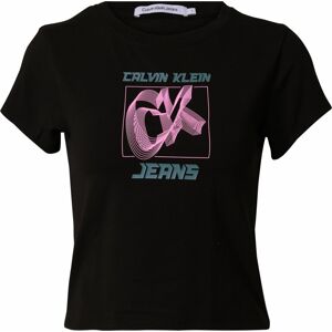 Tričko 'HYPER REAL' Calvin Klein Jeans šedá / růžová / černá