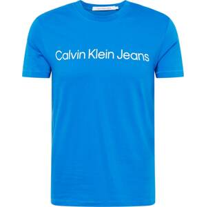 Tričko Calvin Klein Jeans nebeská modř / bílá