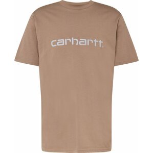 Tričko Carhartt WIP světle hnědá / bílá