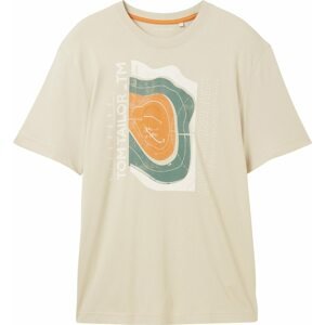 Tričko Tom Tailor béžová / smaragdová / oranžová / bílá