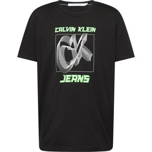 Tričko Calvin Klein Jeans světle zelená / černá / bílá