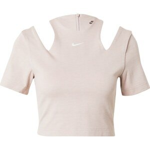 Tričko Nike Sportswear šedobéžová / bílá