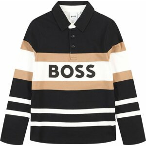 Tričko BOSS Kidswear béžová / černá / bílá