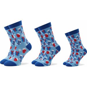 Sada 3 párů vysokých ponožek unisex Rainbow Socks Xmas Balls Modrá