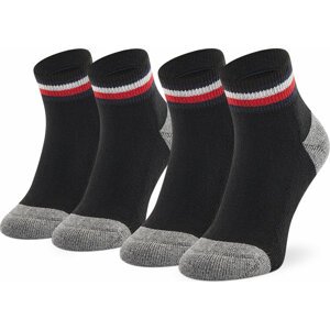 Sada 2 párů dětských vysokých ponožek Tommy Hilfiger 100001501 Black 027