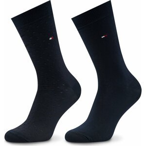 Sada 2 párů dámských vysokých ponožek Tommy Hilfiger 701222644 Navy 039