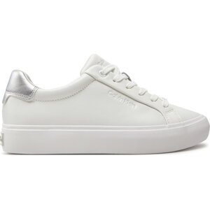 Sneakersy Calvin Klein Vulcanized Lace Up Lth HW0HW02134 White/Silver 02R