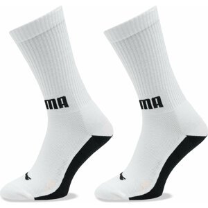 Sada 2 párů pánských vysokých ponožek Puma Men Front Logo Crew 2P 938010 White / Black 02