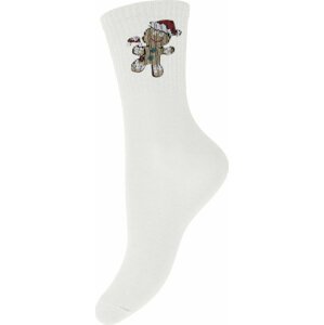 Dámské klasické ponožky Pieces Ally Christmas 17132837 Bright White/Cookie