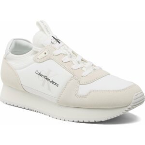 Sneakersy Calvin Klein Jeans Runner Sock Laceup Ny-Lth YM0YM00553 White/Ivory 0K7