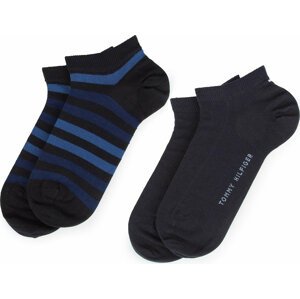 Sada 2 párů pánských nízkých ponožek Tommy Hilfiger 382000001 Dark Navy 322