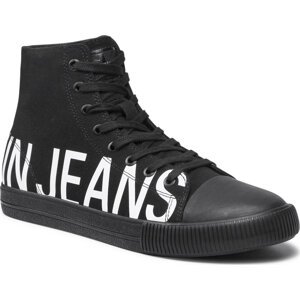 Plátěnky Calvin Klein Jeans Vulcanized Mid Sneaker Logo YM0YM00276 Triple Black 0GJ