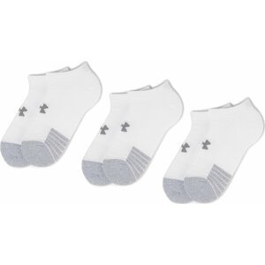 Sada 3 párů nízkých ponožek unisex Under Armour Heatgear No Show Sock 1346755-100 White