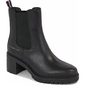 Polokozačky Tommy Hilfiger Essential Midheel Leather Bootie FW0FW07523 Black BDS