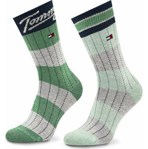 Sada 2 párů dětských vysokých ponožek Tommy Hilfiger 701222662 Green/Marshmallow 031