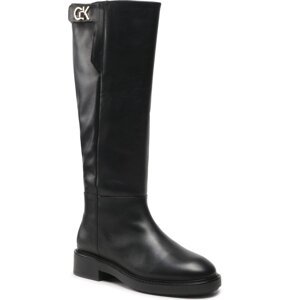 Kozačky ve vojenském stylu Calvin Klein Rubber Sole Knee Boot W Hw HW0HW01255 Ck Black BAX