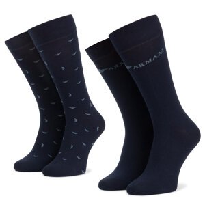 Sada 2 párů pánských vysokých ponožek Emporio Armani 302302 9A292 00134 r. 39/46 Blu