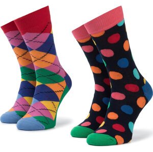 Sada 2 párů vysokých ponožek unisex Happy Socks XBDO02-6500 Barevná